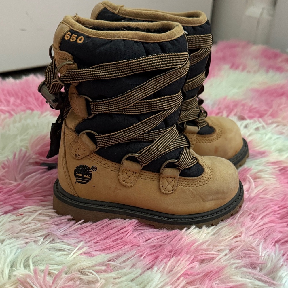 Timberland Kids Brown and Black Lace-Up Boots